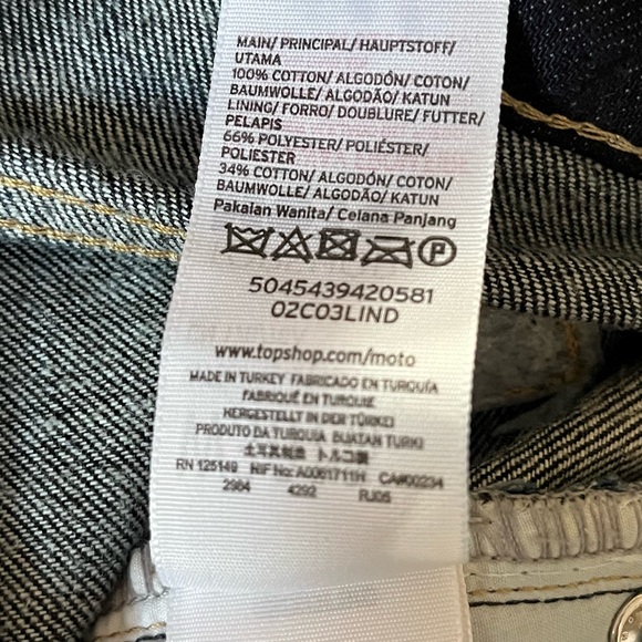 Topshop Moto High Rise Wide Leg Capri Jeans Dark Blue Size 30 - Picture 5 of 6